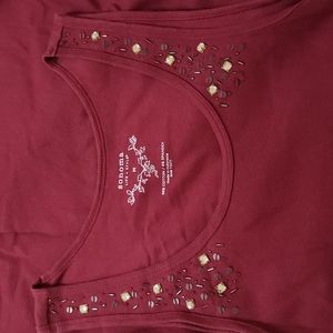 Sonoma - Magenta Ribbed Tank with Beaded shoulders - Ladies Medium